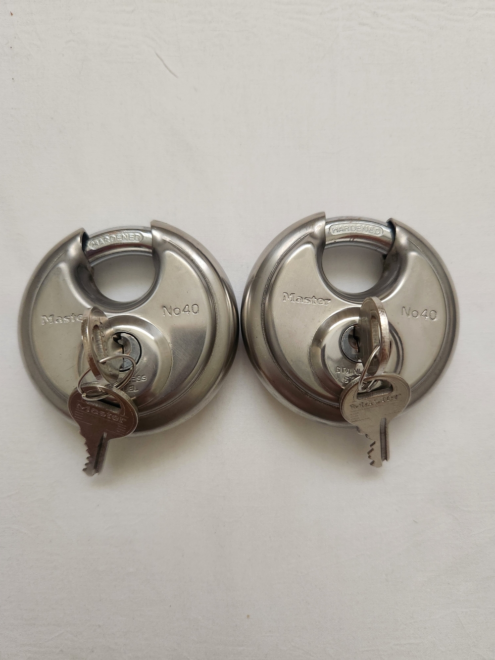Masters No.40 Stainless Steel Discus Padlocks - Silver (Pair)